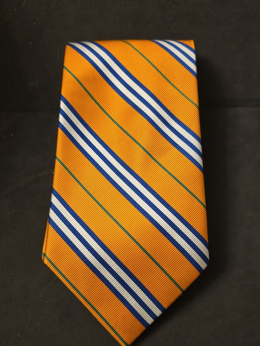 Men's Orange& Blue Striped Tie Vintage Parisian  Auburn, Mets, Gators, Knicks